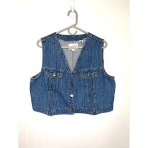 Universal Thread Denim Vest XL Med Wash Buttons Cropped Boho Cowgirl Festival